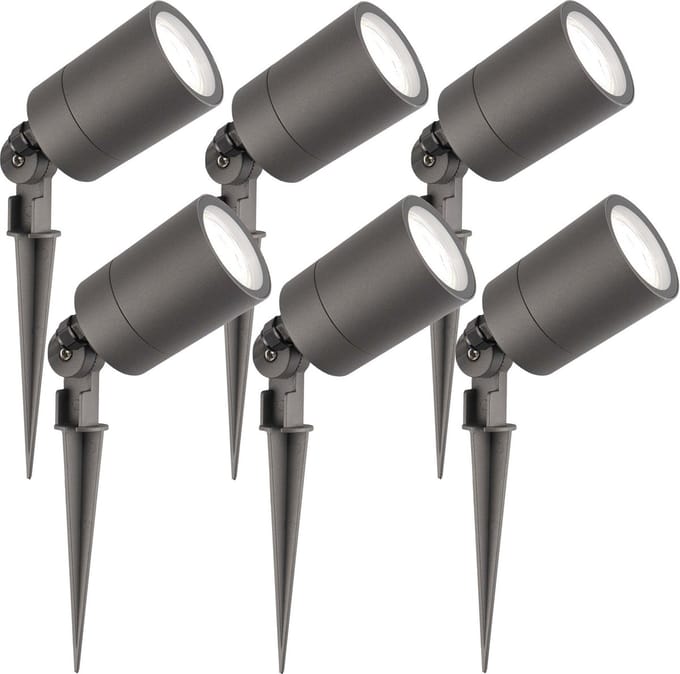 Ledvion - 6X LED Prikspots - Antraciet - IP65 - 5W - 6500K - 2M
