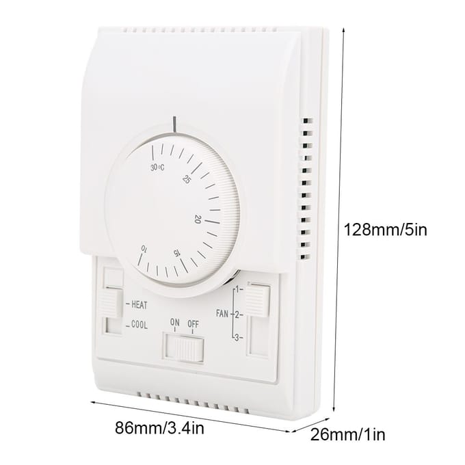 Thermostat de climatiseur monté en surface, régulateur de température mécanique 1030 °C AC220 V white