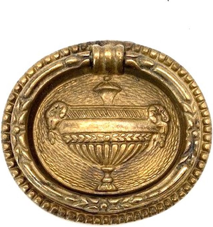 Ringgreep Messing antiek ovaal Romeinse Schaal 68x58mm