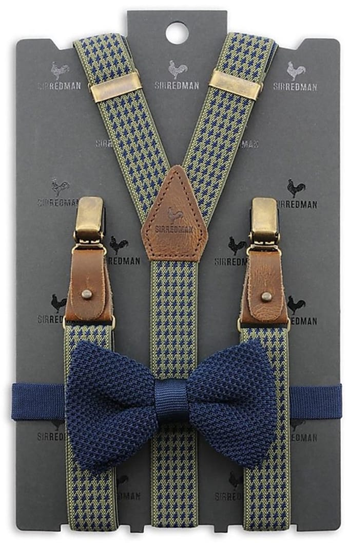 Sir Redman - Bretels met strik - bretels combi pack Mr. Dolph Dogtooth - groen / blauw