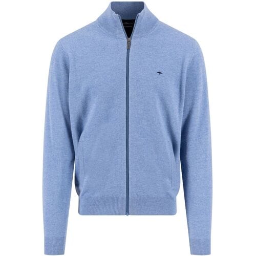 Fynch-Hatton Vest Cardigan Zip Lambswool Crystal Blue / male