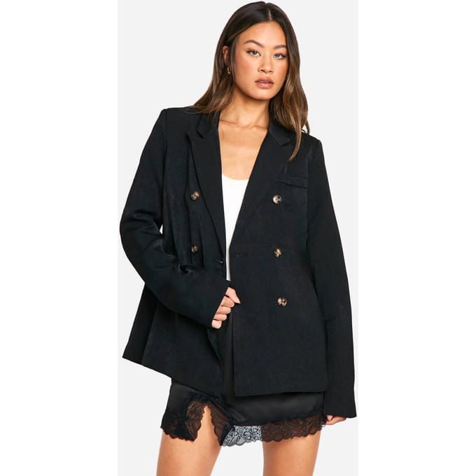 boohoo Dames Hoge dubbelgeknoopte blazer | Black | Maat: 16