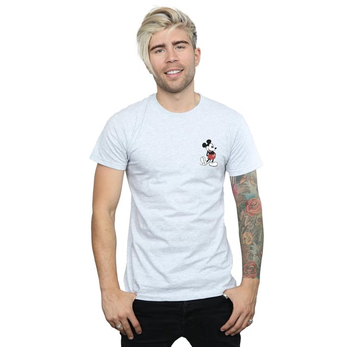 Disney Heren Mickey Mouse Kickin Retro Borst T-shirt (Sportgrijs)