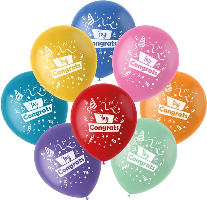 Folat - Ballonnen Color Pop YAY Congrats 23 cm - 8 stuks
