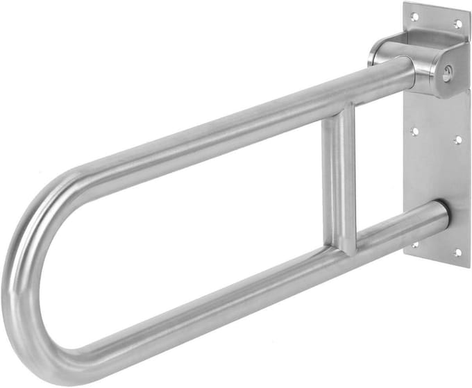 Toiletbeugel Opklapbaar - Wandbeugel WC Steun - Veilig Gebruik Toilet - RVS Constructie - 60 cm - RVS