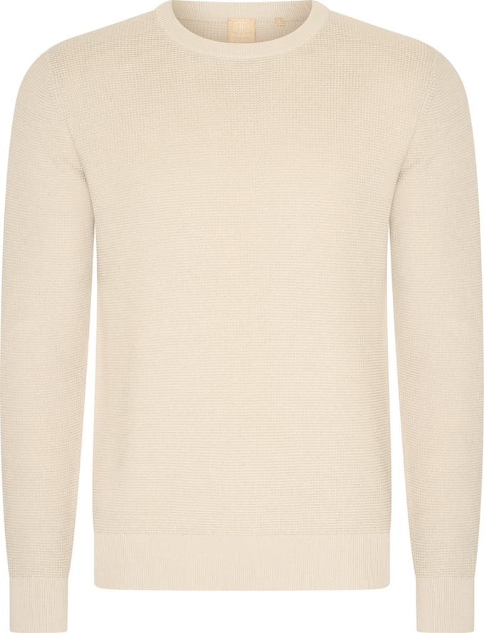 Mario Russo Waffle Pullover - Trui Heren - Sweater Heren - Beige/Ecru - M