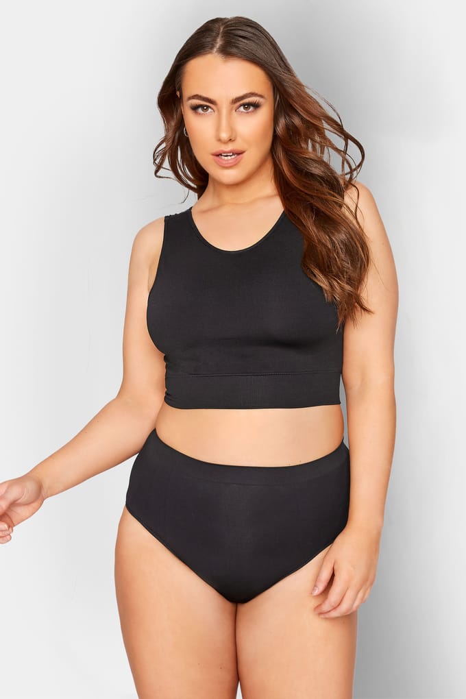 Yours Cropped Bralette Zonder Naden In Zwartsize 46-48