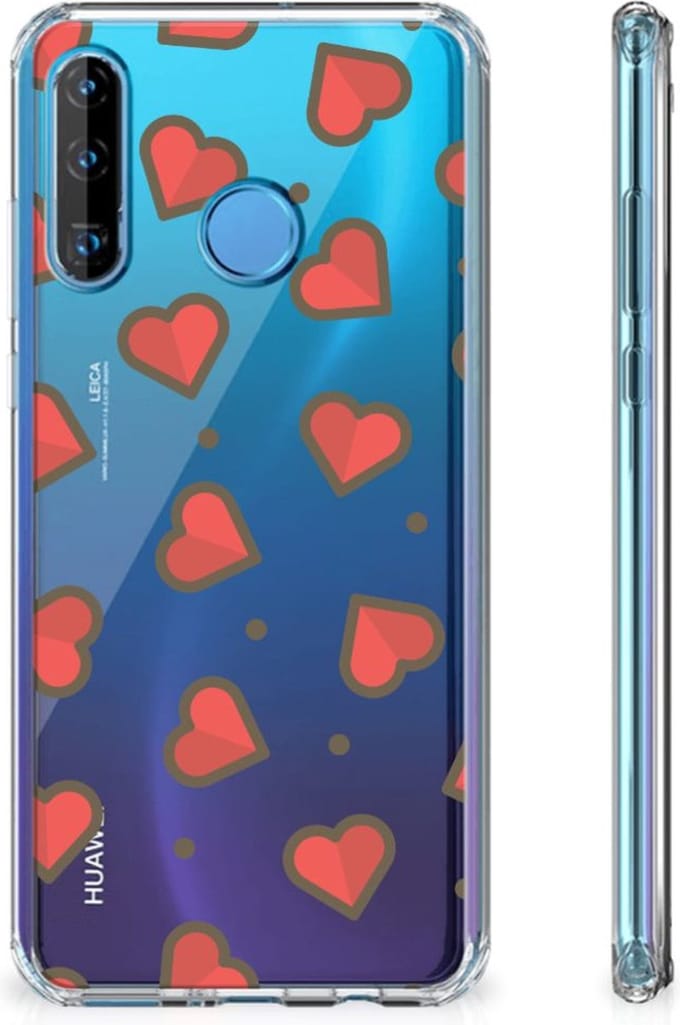 Huawei P30 Lite Doorzichtige Silicone Hoesje Hearts