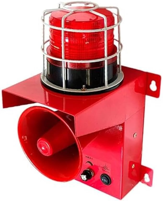 Industriële Sirene - Alarm Lamp - Waarschuwing Geluid - Instelbaar Volume - IP65 Waterdicht - Rood