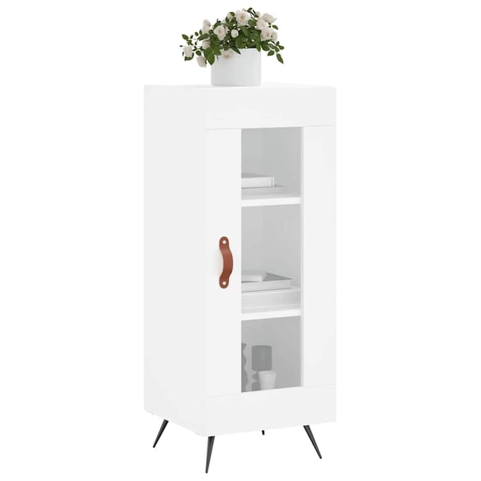 vidaXL - Dressoir - 34,5x34x90 - cm - bewerkt - hout - hoogglans - wit
