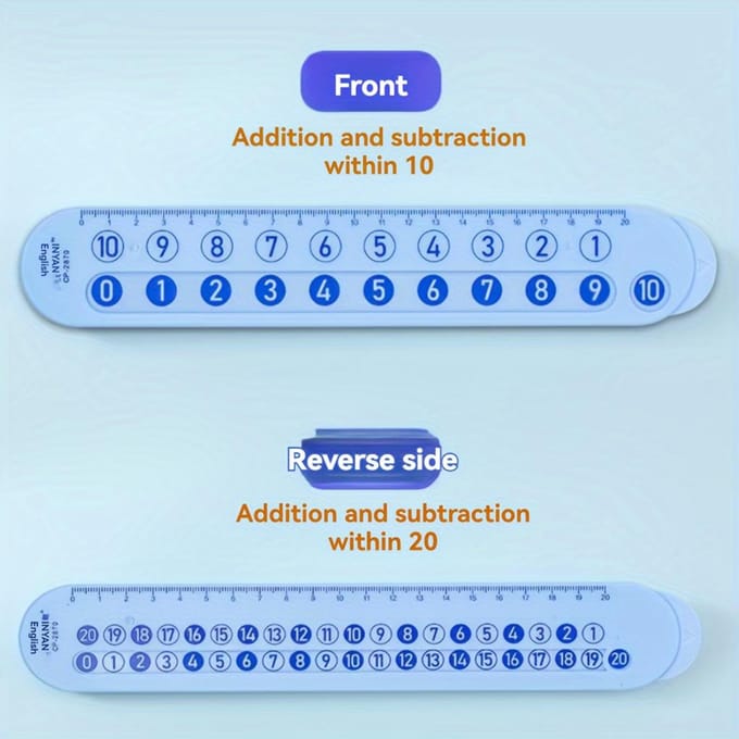 Règle Arithmétique Interactive pour Bureau et École, Lot de 1, Calculatrice et Outil de Mesure à Double Usage avec Conception à Boutons Poussoirs bleu