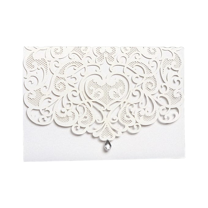 25PCS uitgehold trouwkaarten kaarten met enveloppen strass voor bruiloft bruids douche 25PCS wit