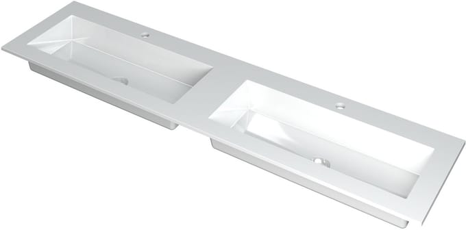 Ink Kraft dubbele meubelwastafel 180x45cm - 2 kraangaten - Polystone glans wit