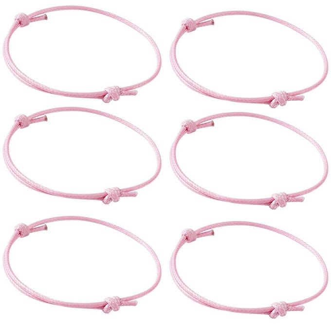 Cosensi - Dailygoods - Set van 50 Verstelbare Vriendschapsarmbanden van Gewaxed Polyester in Roze