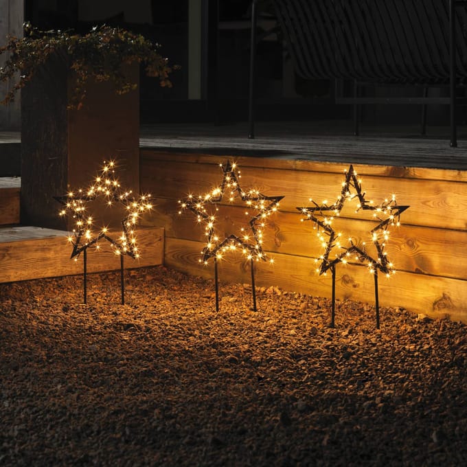 Konstsmide Christmas LED metalen ster met aardspies 3 per set, IP44