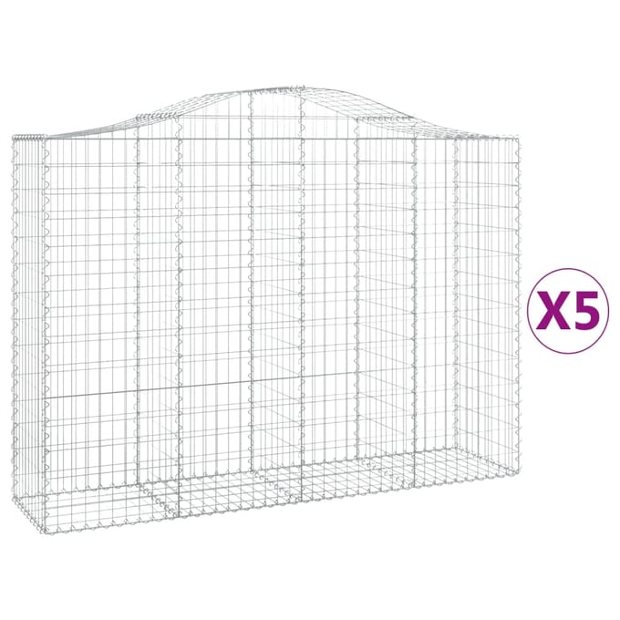 vidaXL - Schanskorven - 5 - st - gewelfd - 200x50x140/160 - cm - ijzer
