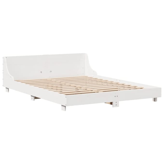 vidaXL - Bedframe - zonder - matras - massief - grenenhout - wit - 140x190 - cm