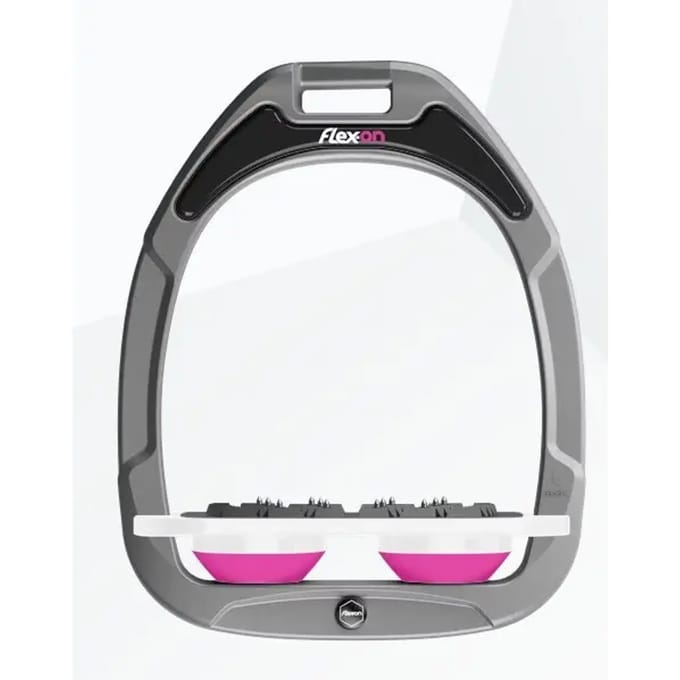 Platte Ultra Grip Aluminium/ Wit/ Roze stijgbeugels Flex-On Green Composite