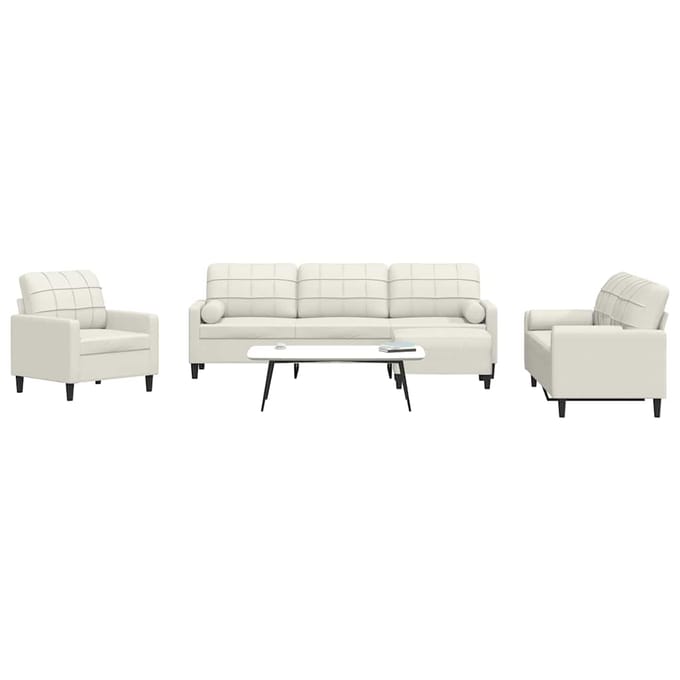 vidaXL - 4-delige - Loungeset - met - kussens - en - bolsters - fluweel - crèmekleurig
