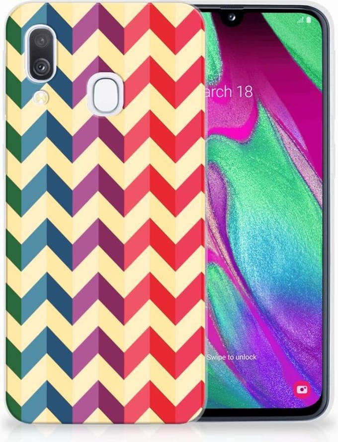 Samsung Galaxy A40 TPU bumper Zigzag Multi Color
