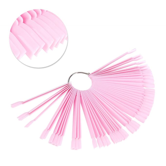 50 stuks zakventilator kunstnageltips stick palet swatch manicure nagellak gel display oefentool pink