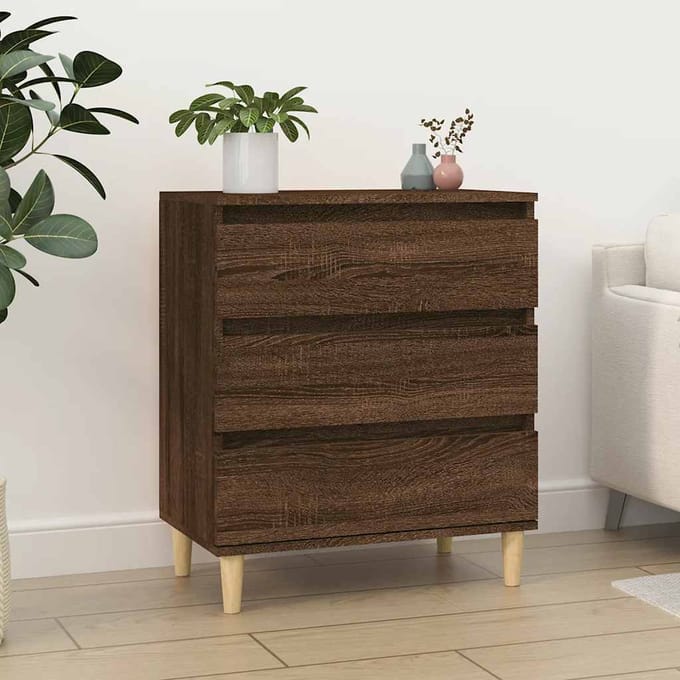 vidaXL - Dressoir - 60x35x70 - cm - bewerkt - hout - bruin - eikenkleur
