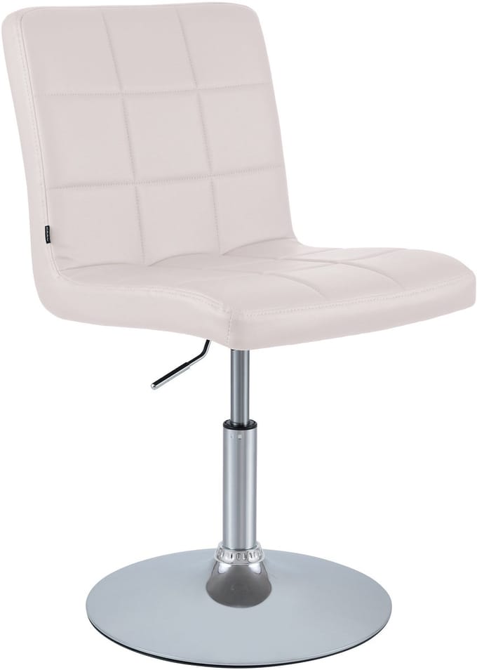 CLP Ricky Eetkamerstoel - Draaibaar & in Hoogte Verstelbaar - Chroom Onderstel - Modern Design - Kunstleer/wit