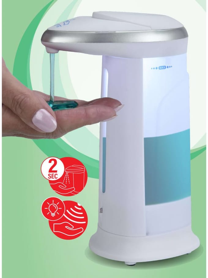Excellent Houseware Zeeppompje/dispenser - met sensor - wit - 330 ml - navulbaar - keuken/badkamer/toilet