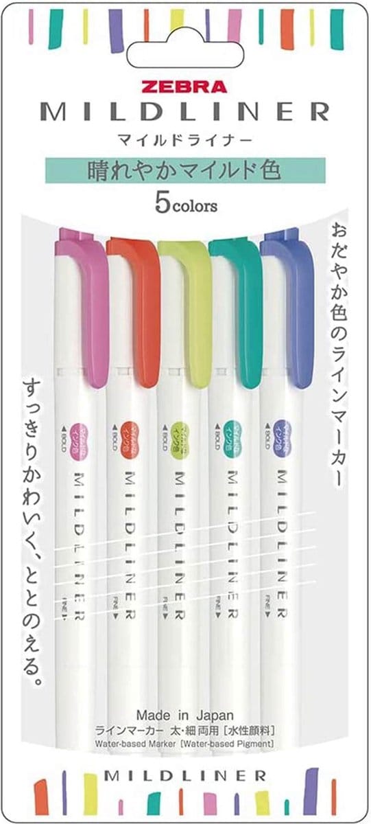 Zebra Mildliners WFT7-5C-HC-N Set van 5,   Bright Colors + Bag