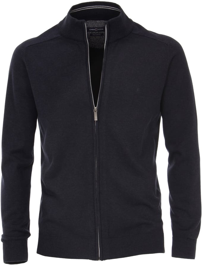 Casa Moda heren vest katoen - marine blauw (met rits)
