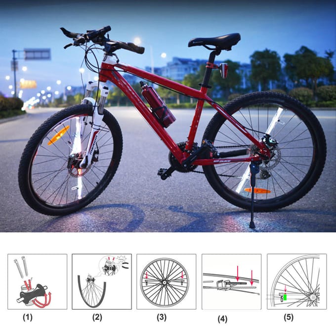64 LED Draadloze Fietsspaaklampen Kleurwisselend Programmeerbare Fietslamp Spaakwiel Lamp Fietslamp Lamp white