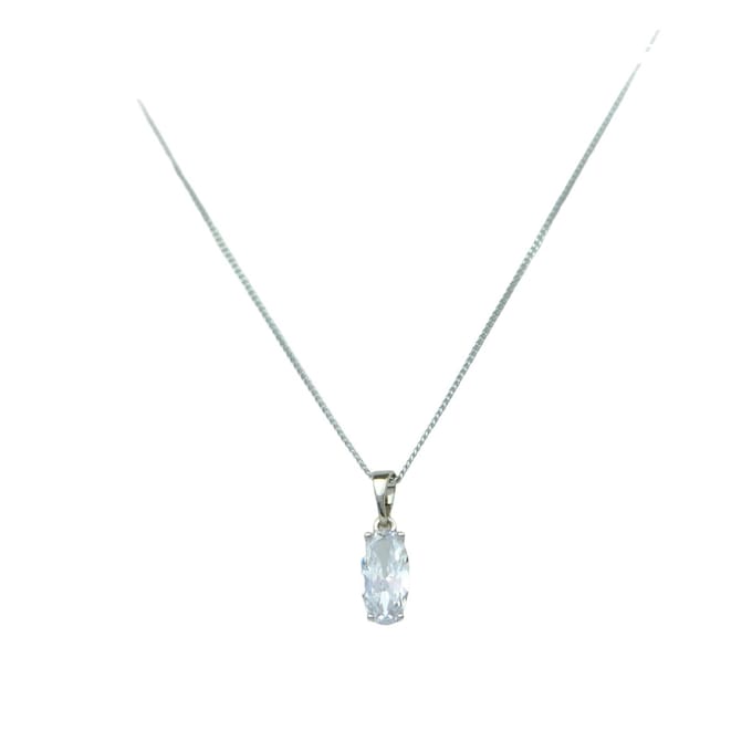 Silver Oval Single Stone Necklace