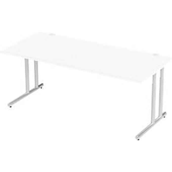 Schäfer Shop Select Desk COMBITEC, rechthoekig, C-poot, B 2000 x D 1000 x H 677-817 mm, wit/wit aluminium