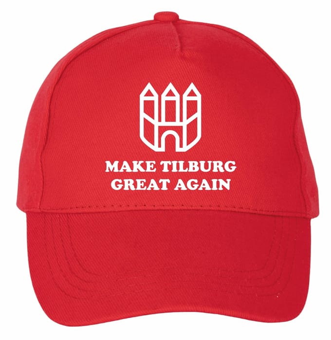 Mijncadeautje - 5 panel - Cap - Verstelbaar - Rode pet van 100% dik geborsteld katoen- unisex - opdruk wit - Make Tilburg Great again