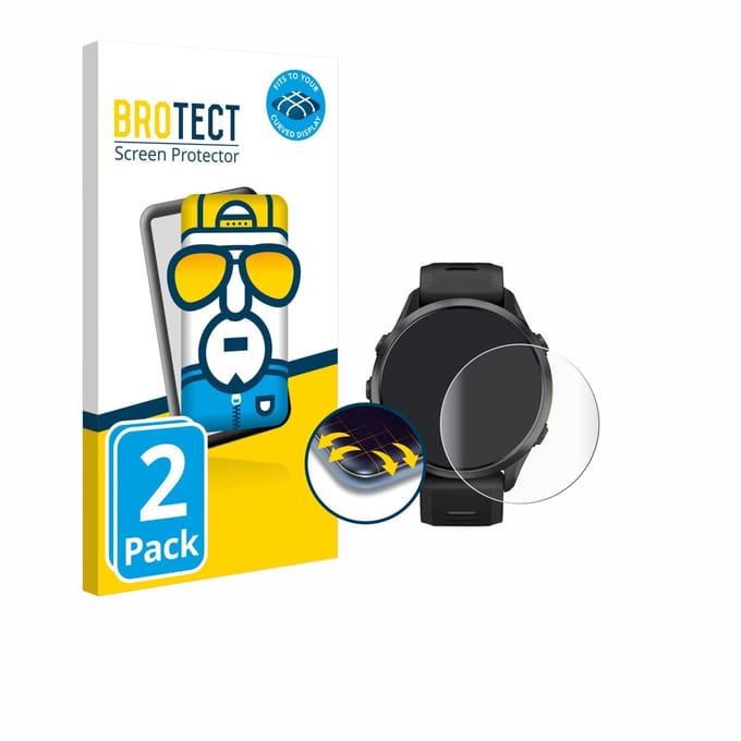 BROTECT - Screenprotector voor Garmin Forerunner 970 - Folie Beschermfolie transparant volledig dekking - 2 Stuks
