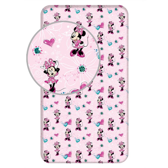 Disney Minnie Mouse Hoeslaken Flowers - Eenpersoons - 90 x 190/200cm - Katoen