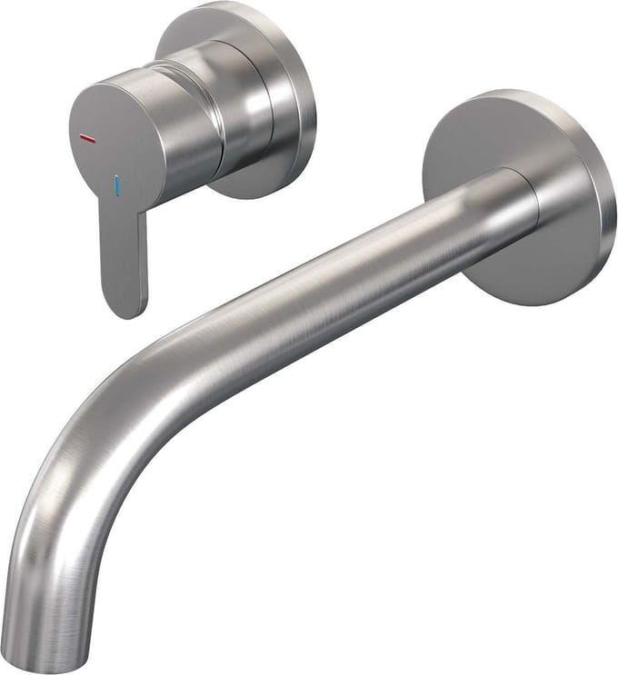 Brauer Brushed Edition inbouw wastafelmengkraan met gebogen uitloop en rozetten model D2 RVS geborsteld PVD