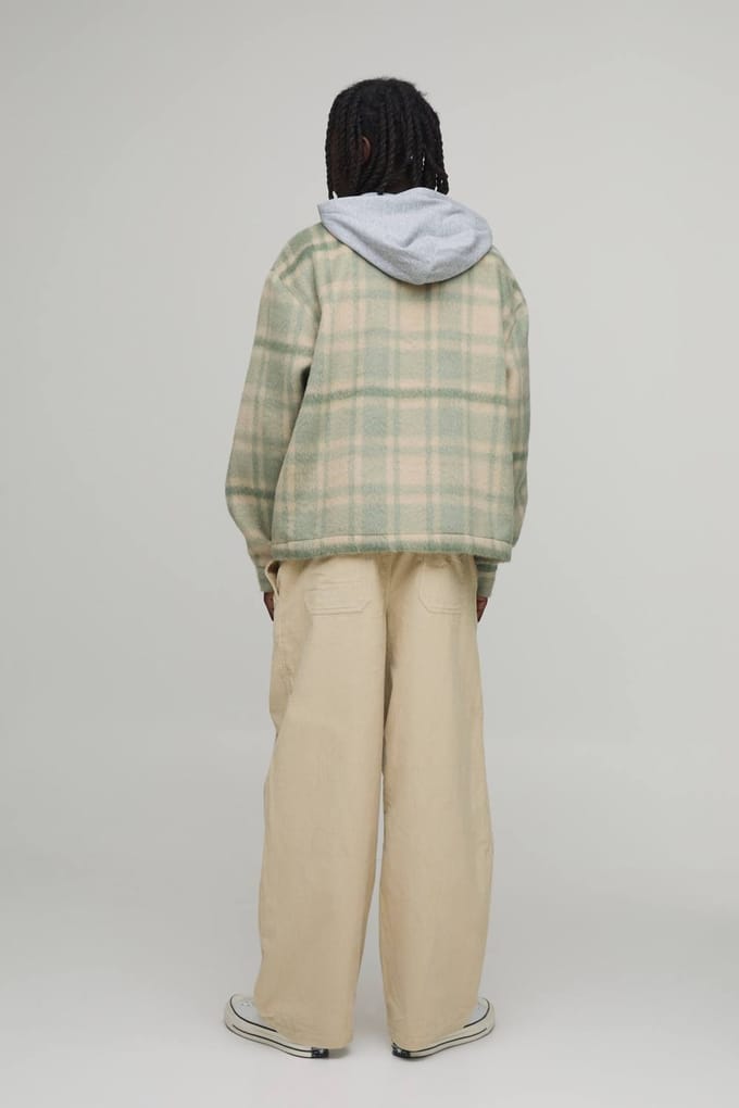 Baggy Corduroy Broek met Geweven Label | Ecru | Size Large