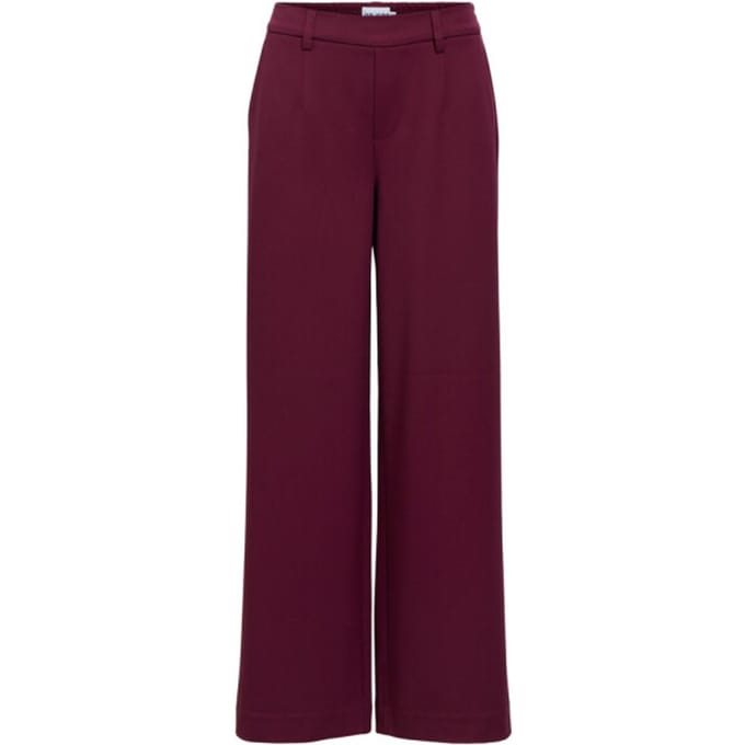 Object bordeaux dames broek   Wide leg fit   Elastische boord   Duurzaam   Regular waist Bordeaux 36