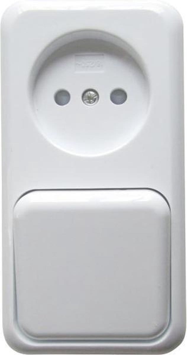 TQ4U combi wandschakelaar met stopcontact opbouw | WIT