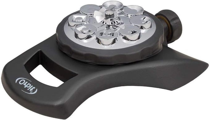 Gazonsproeier Metaal - Waterverspreider - Gazon Besproeien - 8 Sproeipatronen - 24.5 cm - Zwart Zilver