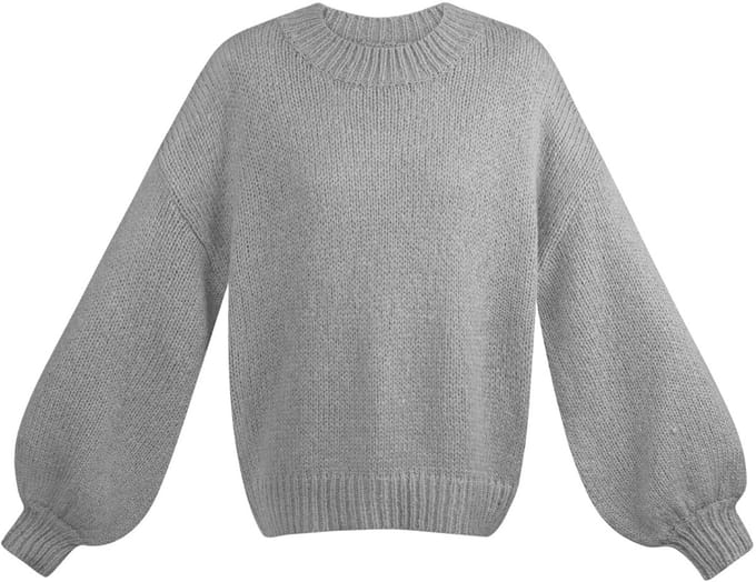 Oversized Nylon Gebreide Trui met Ontspannen Silhouet - Grijs - Maat L/XL