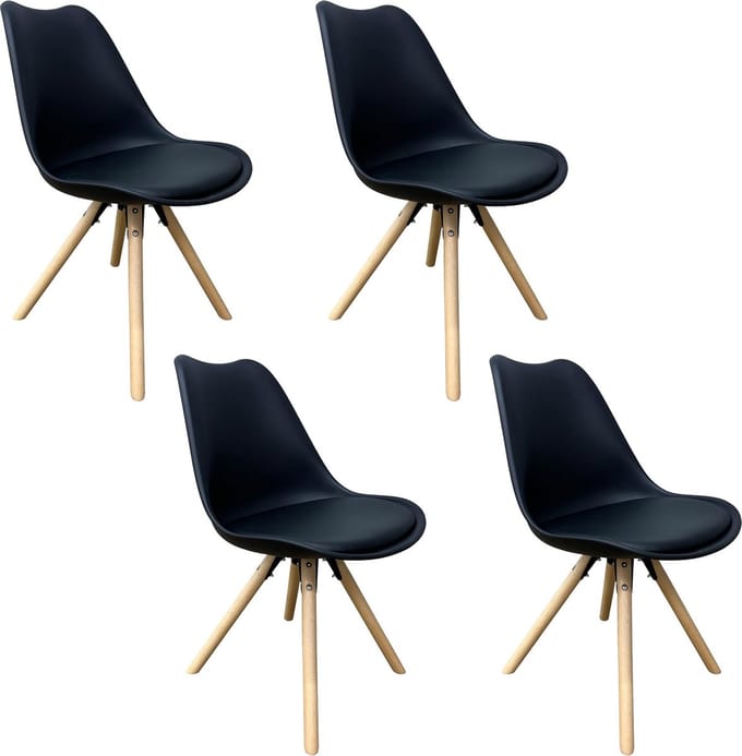 Lina® Bella Eetkamerstoelen - Set van 4 - Woonkamerstoel - Zwart
