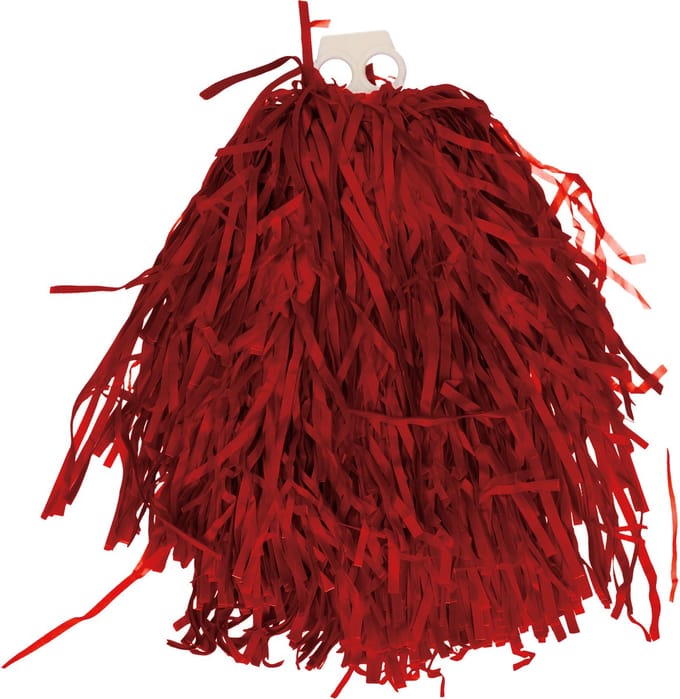 Cheerballs/pompoms - 1x - rood - met franjes en ring handgreep - 28 cm