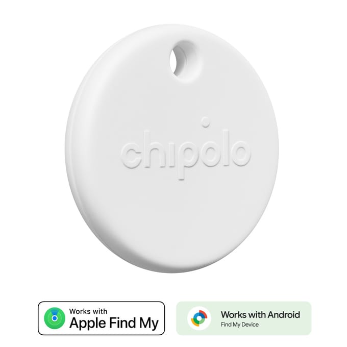 Chipolo POP - Bluetooth Tracker & KeyFinder - Werkt met Apple Find My & Android Find My Device - Tracker Apple iPhone & Android - 120 dB - Wit - 1 Pack