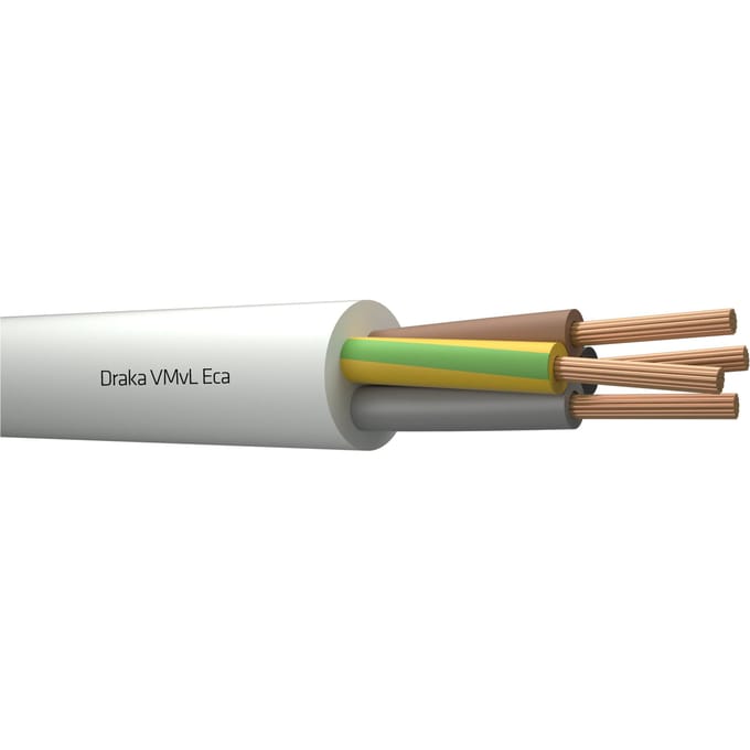 Flexibele Vinyl Kabel 4G1Mm² Klasse 5 Wit Eca - 803872 [100 Meters]