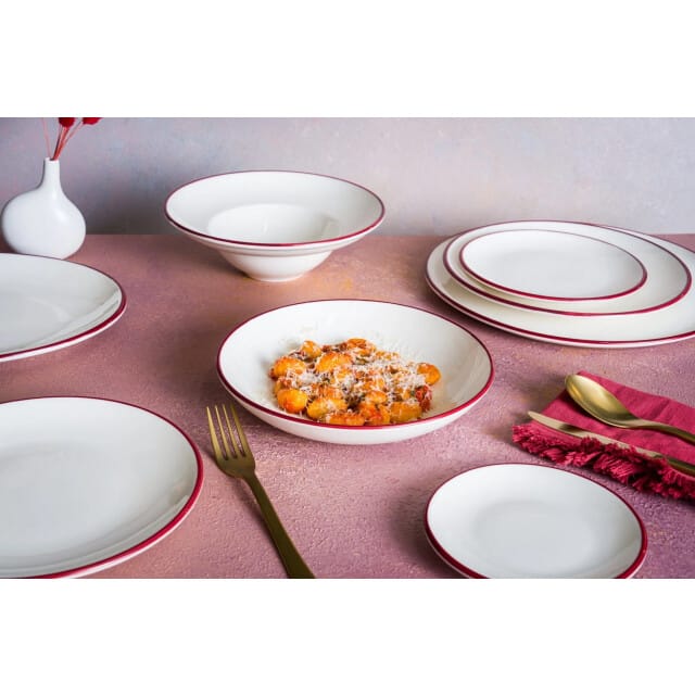 Bonna Pastabord - Linea Burgundy - Porselein - 24 cm (400cc) - set van 2