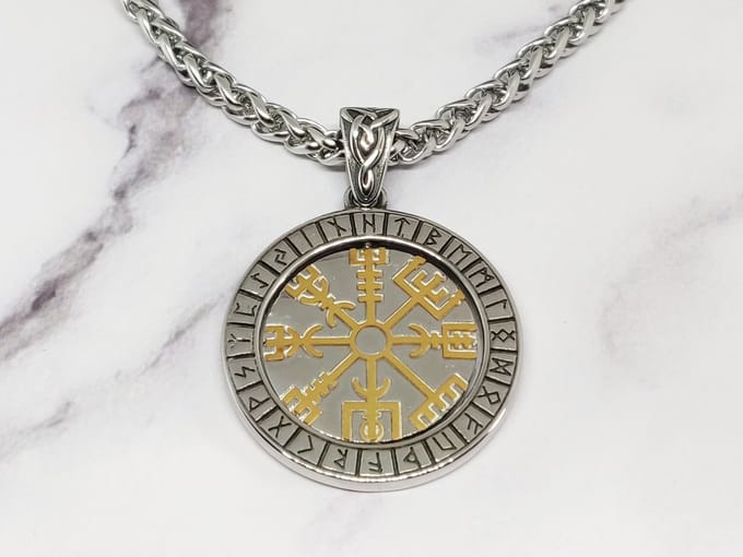 Mei's - Viking Spinning Amulet - ketting heren - RVS zilver/goud - 70 cm