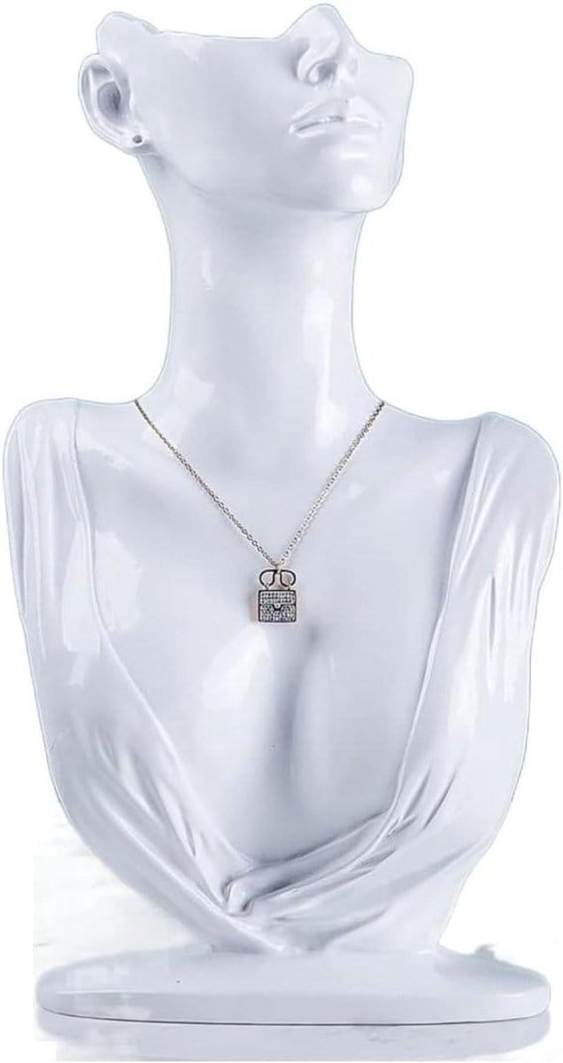 Sieraden Display - Hanger Standbeeld - Sieraden Presenteren - Realistisch Buste Model - 32cm Hoog - Wit