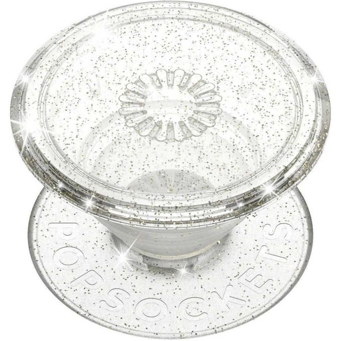 PopSockets PopGrip - Afneembaar - Translucent Clear Glitter Silver